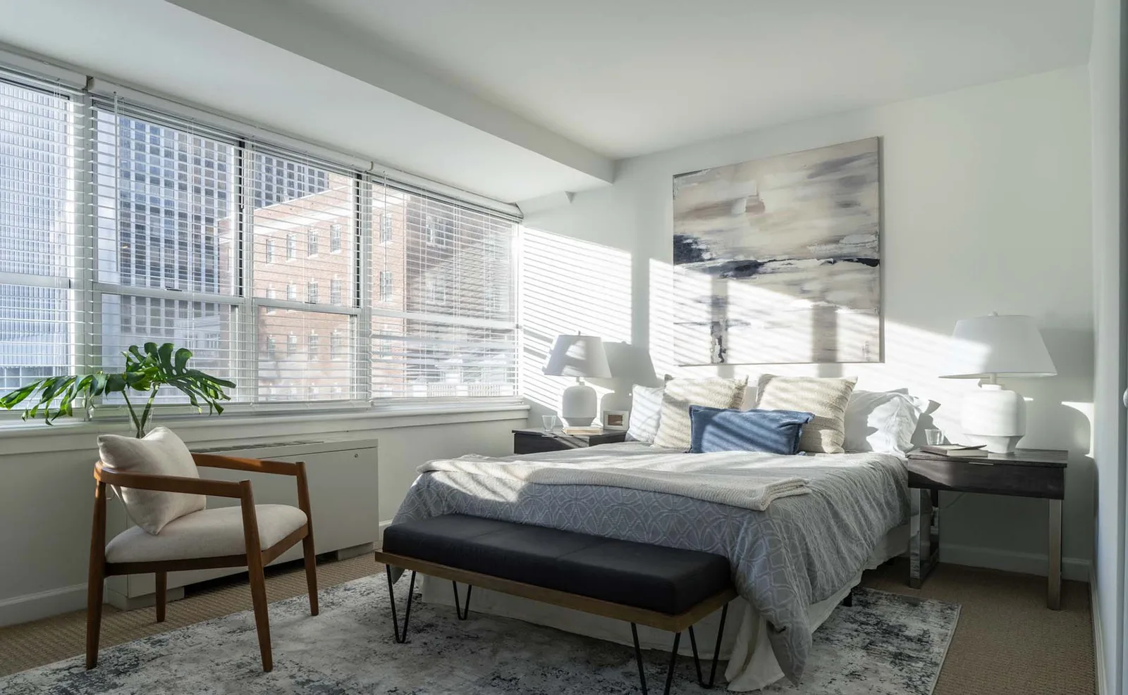 Modern kitchen with stainless steel appliances and island